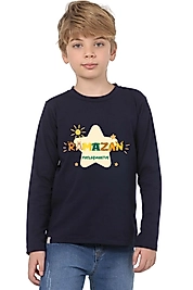 Erkek Çocuk Uzun Kollu Bisiklet Yaka "Ramazan Paylaşmaktır" Baskılı Tişört Mevsimlik Pamuklu