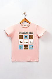 Kız Çocuk Kısa Kollu Bisiklet Yaka "Ramazan- ı Şerif" Baskılı Tişört Mevsimlik Pamuklu