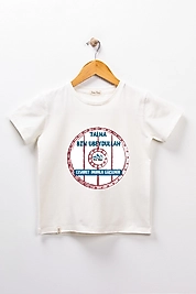 Yetişkin Kısa Kollu Bisiklet Yaka "Talha Bin Ubeydullah" Baskılı Tişört Mevsimlik Pamuklu