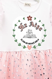 Kız Çocuk Tüllü "Hz Aişe" Baskılı Elbise