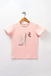 Kız Çocuk Kısa Kollu Bisiklet Yaka "Elif Nesli Geliyor" Baskılı Tişört Mevsimlik Pamuklu