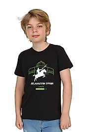 Erkek Çocuk Kısa Kollu Bisiklet Yaka "Selehaddin Eyyübi" Kudüs Baskılı Tişört Mevsimlik Pamuklu