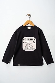 Yetişkin Uzun Kollu Bisiklet Yaka "Hz Ebubekir"  Baskılı Tişört Mevsimlik Pamuklu